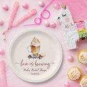愛はコーヒー豆を醸造しているブライダルシャワー ペーパープレート (パーティー)