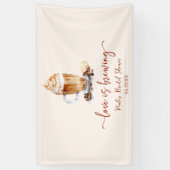 愛はコーヒー豆を醸造しているブライダルシャワー 横断幕 (縦)