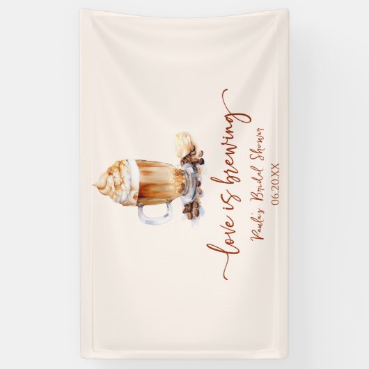 愛はコーヒー豆を醸造しているブライダルシャワー 横断幕 (縦)