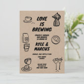 愛はコーヒー醸造テーマカップルのシャワーブランチ 招待状 (スタンド正面)