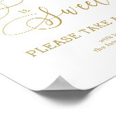 愛はスイートゴールドカリグラフィーピンクフラワーポスター ポスター (角)