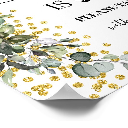 愛はスイートデザートテーブル結婚のユーカリ ポスター (角)