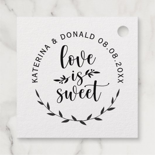 愛はスウィートの結婚丸いクラシックステッカー フェイバータグ (裏面)