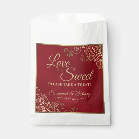 愛はスウィートクリムゾンレッド&金ゴールドレース結婚ズ フェイバーバッグ (正面)