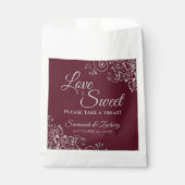愛はスウィートシルバーレースエレガントブルゴーニュ結婚ーズ フェイバーバッグ (正面)