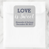 愛はスウィートネイビーブルーシルバー結婚の婚約 スクエアシール (バッグ)