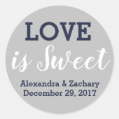 愛はスウィートネイビーブルーシルバー結婚の婚約 ラウンドシール (正面)