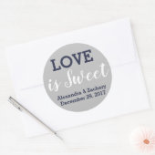 愛はスウィートネイビーブルーシルバー結婚の婚約 ラウンドシール (封筒)