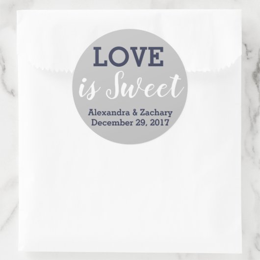 愛はスウィートネイビーブルーシルバー結婚の婚約 ラウンドシール (バッグ)