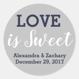 愛はスウィートネイビーブルーシルバー結婚の婚約 ラウンドシール