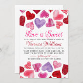 愛はスウィートバレンタインベビーシャワー招待状 招待状 (正面/裏面)