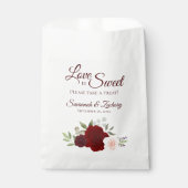 愛はスウィートブルゴーニュ赤&ピンクフローラ結婚ズ フェイバーバッグ (正面)