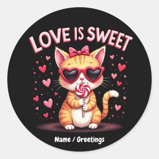 愛はチョコで満たされた甘い美味しい瞬間 ラウンドシール (正面)