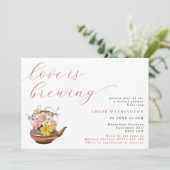 愛はティーポットで花を醸造するブライダルシャワー 招待状 (スタンド正面)