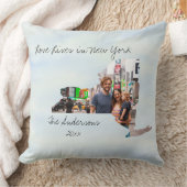 愛はニューヨークに住む州の形をした写真 クッション (ブランケット)