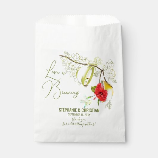 愛はハミングバードティーを醸造しているパーティー フェイバーバッグ (正面)
