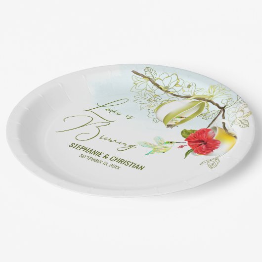 愛はハミングバードティーを醸造しているパーティー ペーパープレート (アングル)