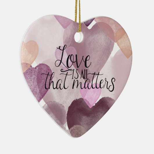 愛はハート水彩画の重要です セラミックオーナメント (右)