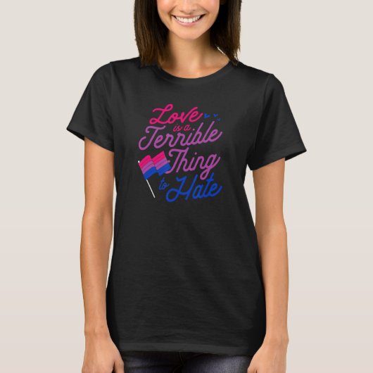 愛はバイセクシュアルプライドFlを嫌う恐ろしい Tシャツ (正面)