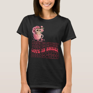 愛はバレンタインデーおもしろいキュートフクロウ Tシャツ