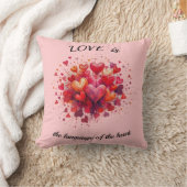 愛はバレンタインデーのハートの言語である クッション (ブランケット)
