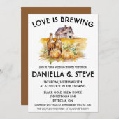 愛はビールをテーマにした秋の醸造ブライダルシャワー 招待状 (正面/裏面)