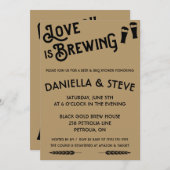 愛はビール醸造をテーマにしたシャワー招待状 招待状 (正面/裏面)