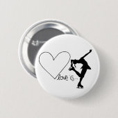 愛はフィギュアスケート、女の子のスケート選手及びハートです 缶バッジ (正面&裏面)