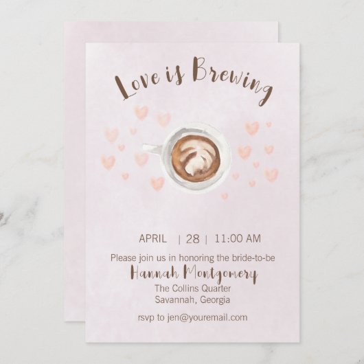 愛はブライダルシャワーの招待状を醸造している 招待状 (正面/裏面)
