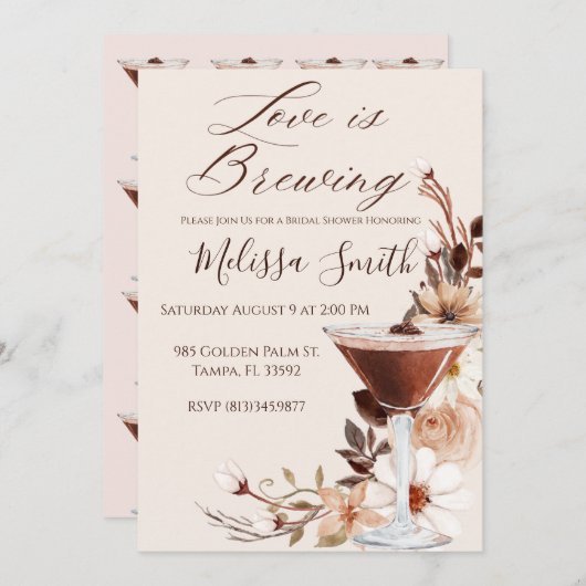 愛はブライダルシャワーの招待状を醸造している 招待状 (正面/裏面)