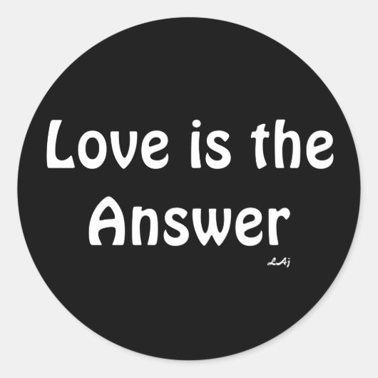 愛はブラックラウンドステッカーの回答ホワイト ラウンドシール (正面)