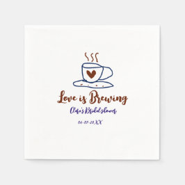 愛はブルーイング茶色の青いブライダルシャワー追加の名前 スタンダードカクテルナプキン