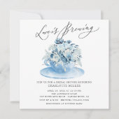 愛はブルーイング青いフローラブライダルティーシャワー 招待状 (正面)