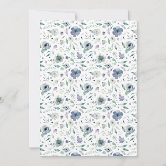 愛はブルーイング青いフローラブライダル茶シャワーインヴィ 招待状 (裏面)