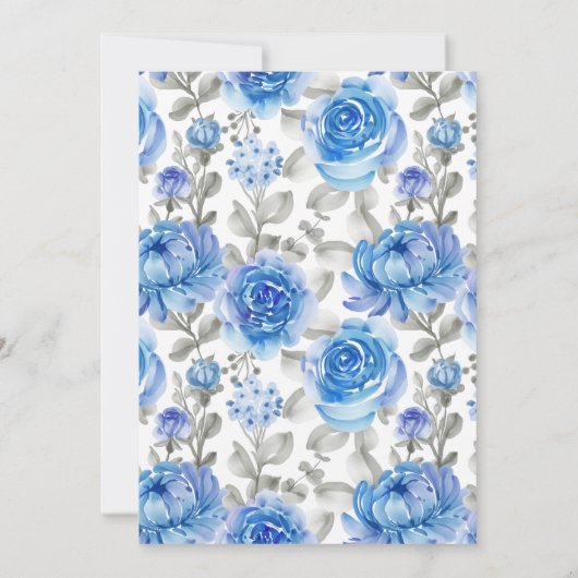 愛はブルーフラワーティーブライダルシャワー 招待状 (裏面)