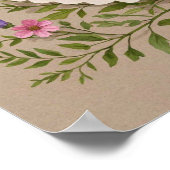 愛はボホ、ワイルドフラワー、小麦、蝶を育てる ポスター (角)