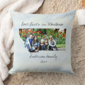 愛はモンタナに住む州の形をしたカスタム写真 クッション (ブランケット)