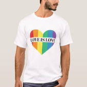 愛はラブレインボーハートLGBTQプライドTシャツ Tシャツ (正面)