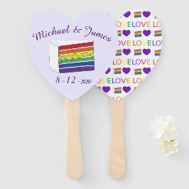 愛はラブレインボー結婚のケーキ紫ハート ハンドファン