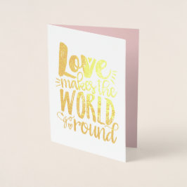 愛は世界をバレンタインホイルカードのあたりで行かせます 箔カード