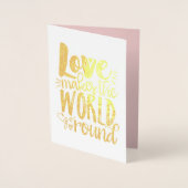 愛は世界をバレンタインホイルカードのあたりで行かせます 箔カード (正面)