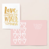 愛は世界をバレンタインホイルカードのあたりで行かせます 箔カード (ディスプレー)