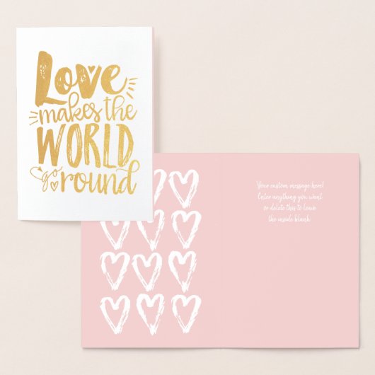 愛は世界をバレンタインホイルカードのあたりで行かせます 箔カード (ディスプレー)