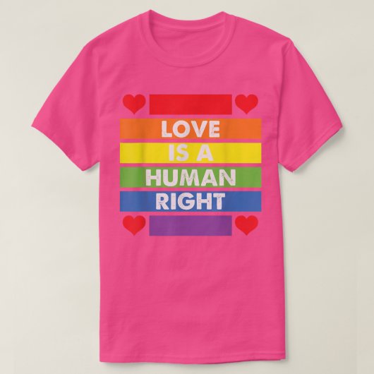 愛は人権ゲイプライド月LGBT Tシャツ (デザイン正面)