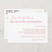 愛は伝染する ブラッシュピンク 結婚式延期 案内ポストカード (正面/裏面)