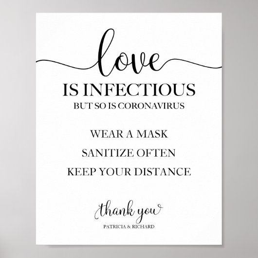 愛は伝染性だが、コロナウイルスのかわいいサインもそうだ ポスター (正面)