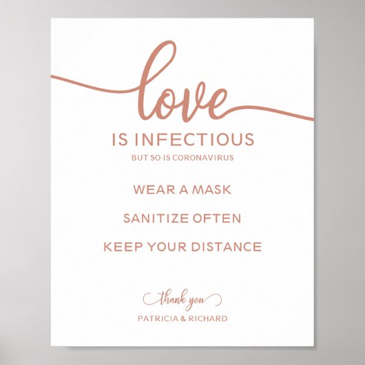 愛は伝染性だが、コロナウイルスの徴候も同様である ポスター (正面)
