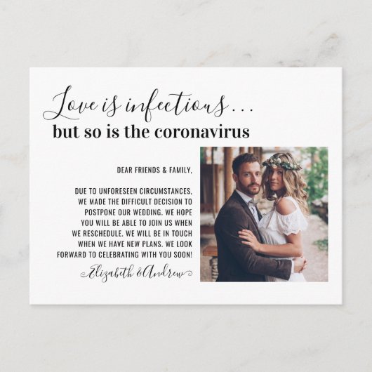 愛は伝染性Covid19写真の日付を変更 案内ポストカード (正面)