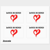 愛は優しい」ハート 長方形シール (シート)