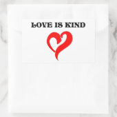 愛は優しい」ハート 長方形シール (バッグ)